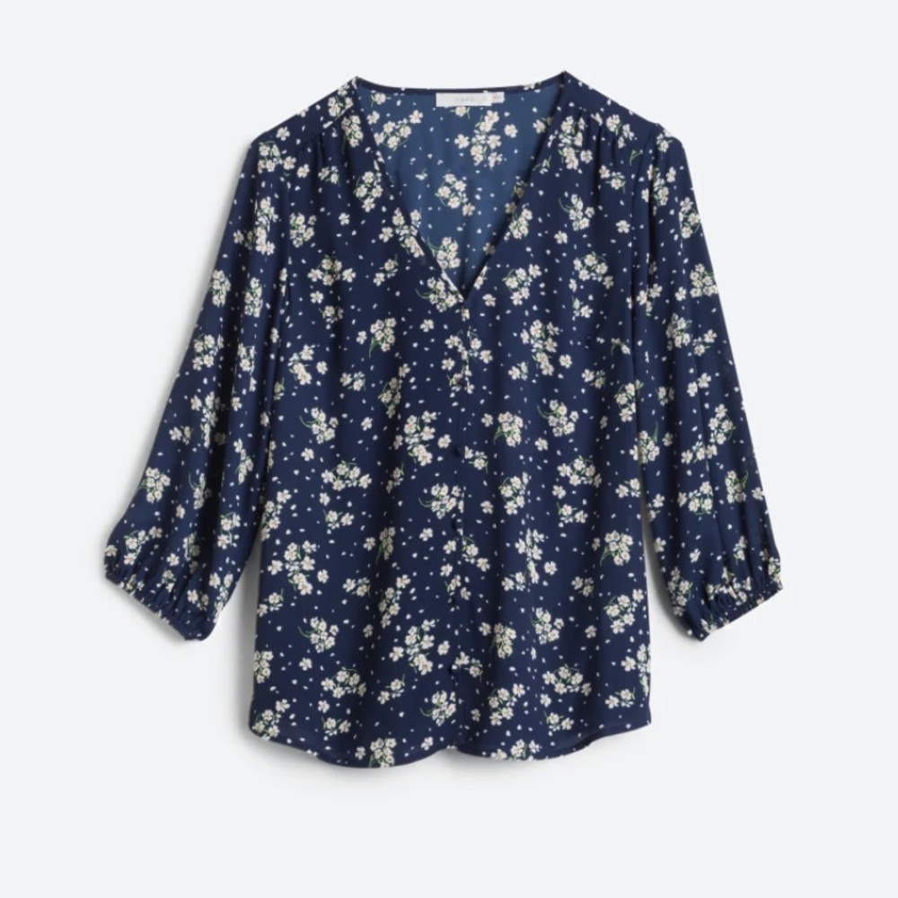 Navy floral blouse